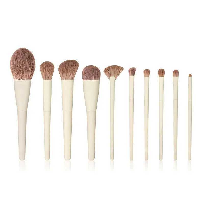10 pieces of advanced cosmetic brush set Basic mixed brush eye shadow facial powder blusher concealer Highlight cosmetic tool W240814