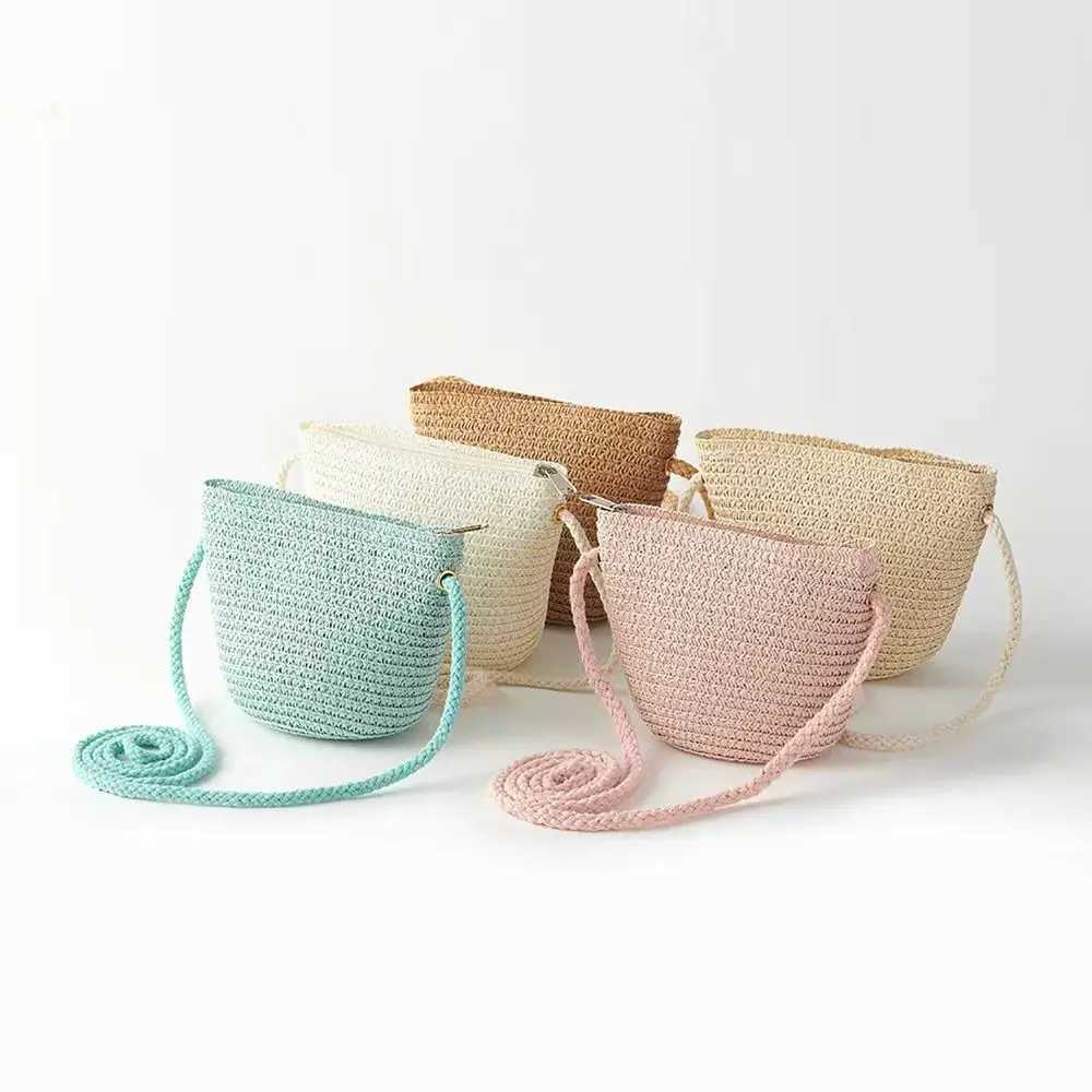 Grass cross bag fashionable soft handle simple grass handbag large capacity childrens beach bag travel W240906