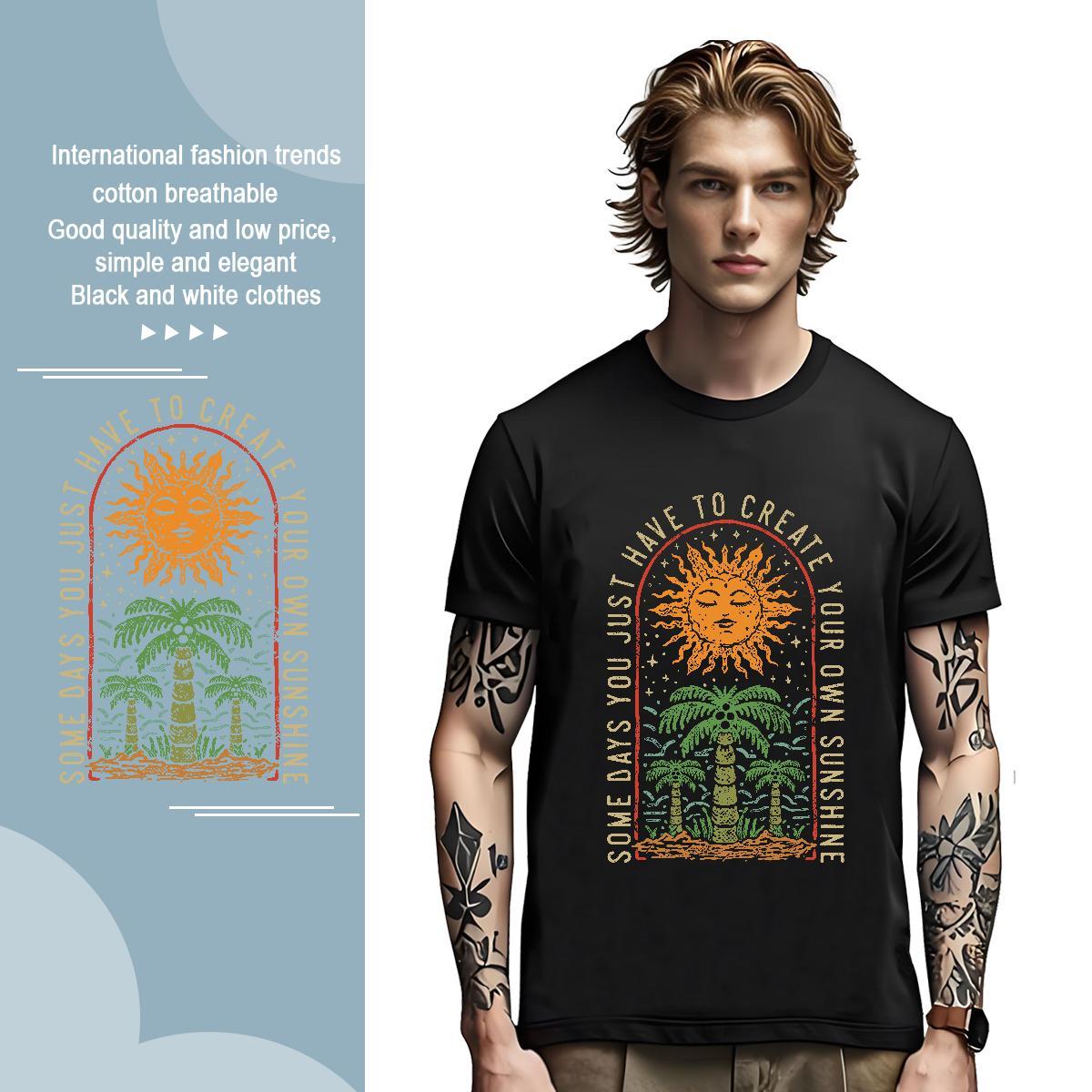 Men T Shirts 100% Cotton 230g sun Hip Hop Street Breathable Short Sleeve DIY Logo Oversized Men Clothes T-Shirt Fashion Casual Soft Tops Tees