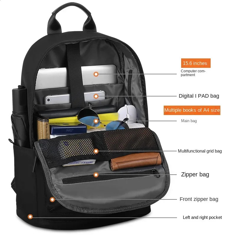 BJIAX Light Fashion Computer Schoolbag Students Backpack Mens Backpack Large Capacity Leisure Travel Canvas Bag 240813