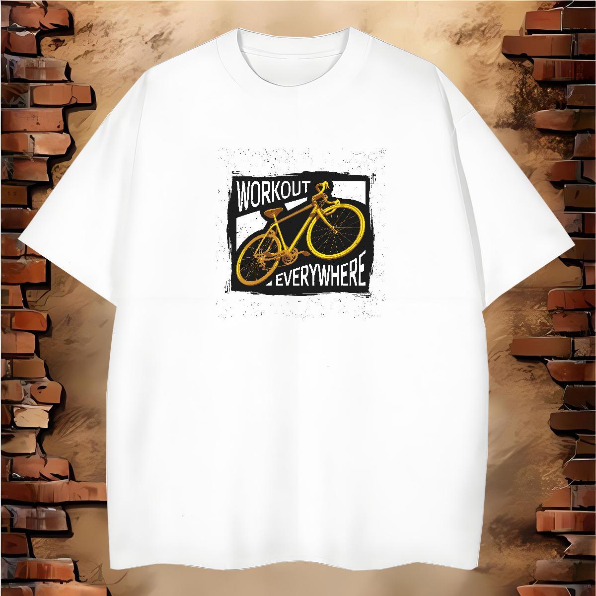 Loose bicycle T Shirt For Man Hip Hop Street Men Tshirts 100% Cotton 230g 2024 Breathable Crew Neck Plus Size Cartoon Tee Shirt