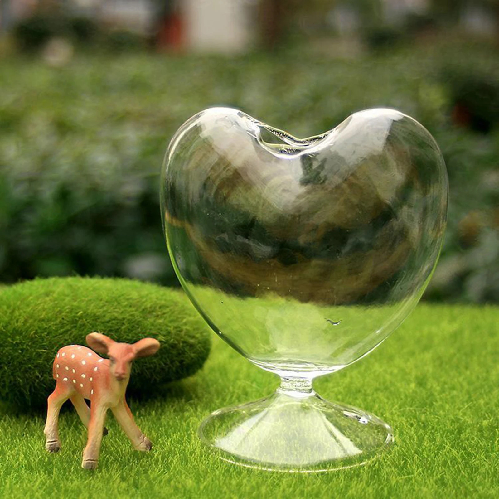 Transparent Glass Vase Bookshelf Flower Arrangement Desktop Cabinet Heart Shaped for Bedroom Study Room Dorm Birthday Gift 240812