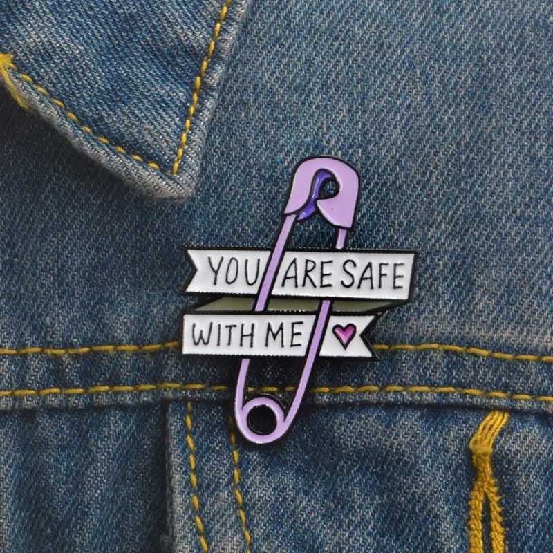You and I are safe together Pin brooch hard enamel lapel pin backpack jacket bag accessories W240815
