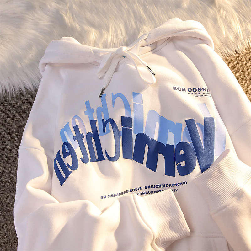 Hooded sweatshirt for women 2024 Korean style new letter printed loose long sleeved top, student pullover jacket trendy dongdumaoyi