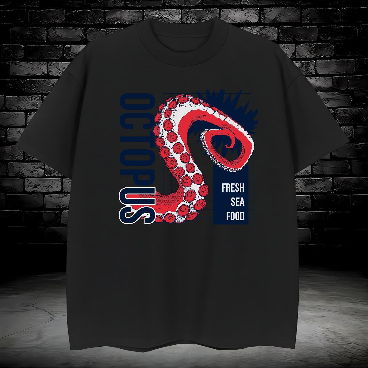 Mens T Shirts 230g 100% Cotton octopus tentacle High Street Hip Hop Breathable Custom Anime Men Tops Tees 2024 DIY Cool Clothings