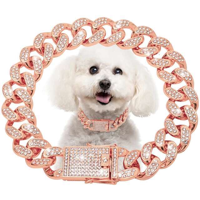 Jewelry Gold Dog Chain Cuban Collar With Secure Buckle For Small Medium And Large Dogs 20Mm Pets Collars Necklace With Diamond Zozostore