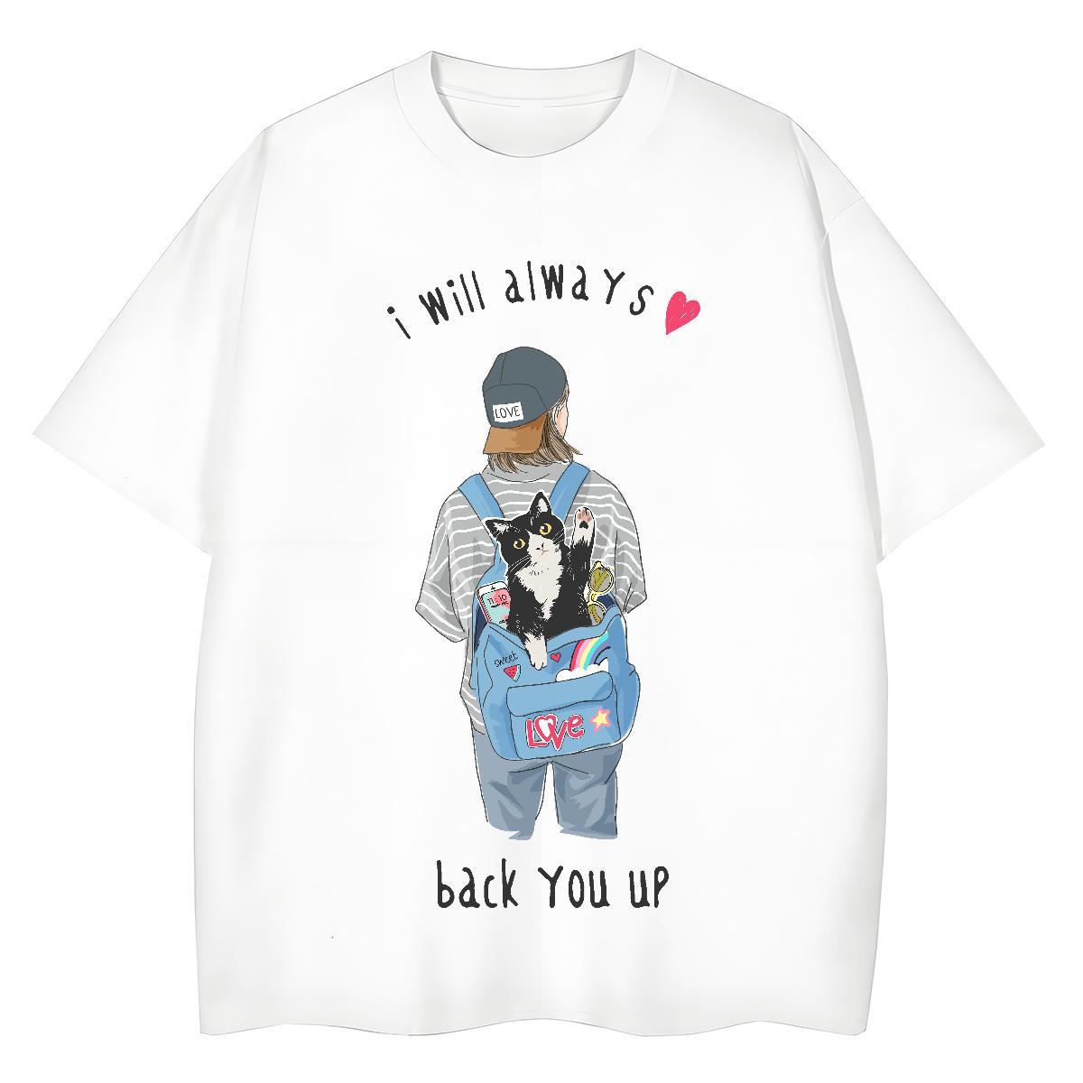 Cool Design T Shirts Men cat Pure Cotton Street Wear Custom Big Size 100% Cotton 230g Men Tops Tees 2024 Summer Top Tees