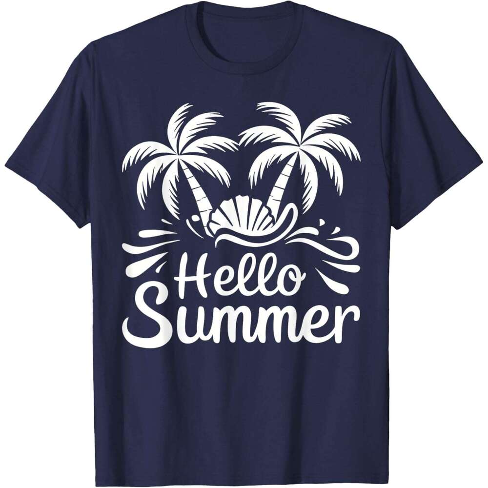 25ss T shirt for Mens Vibes Hello Summer Palm Tree Beach Vacation T-Shirt Shirts Tshirt Graphic Tee Casual Tops Short sleeve Free shipping