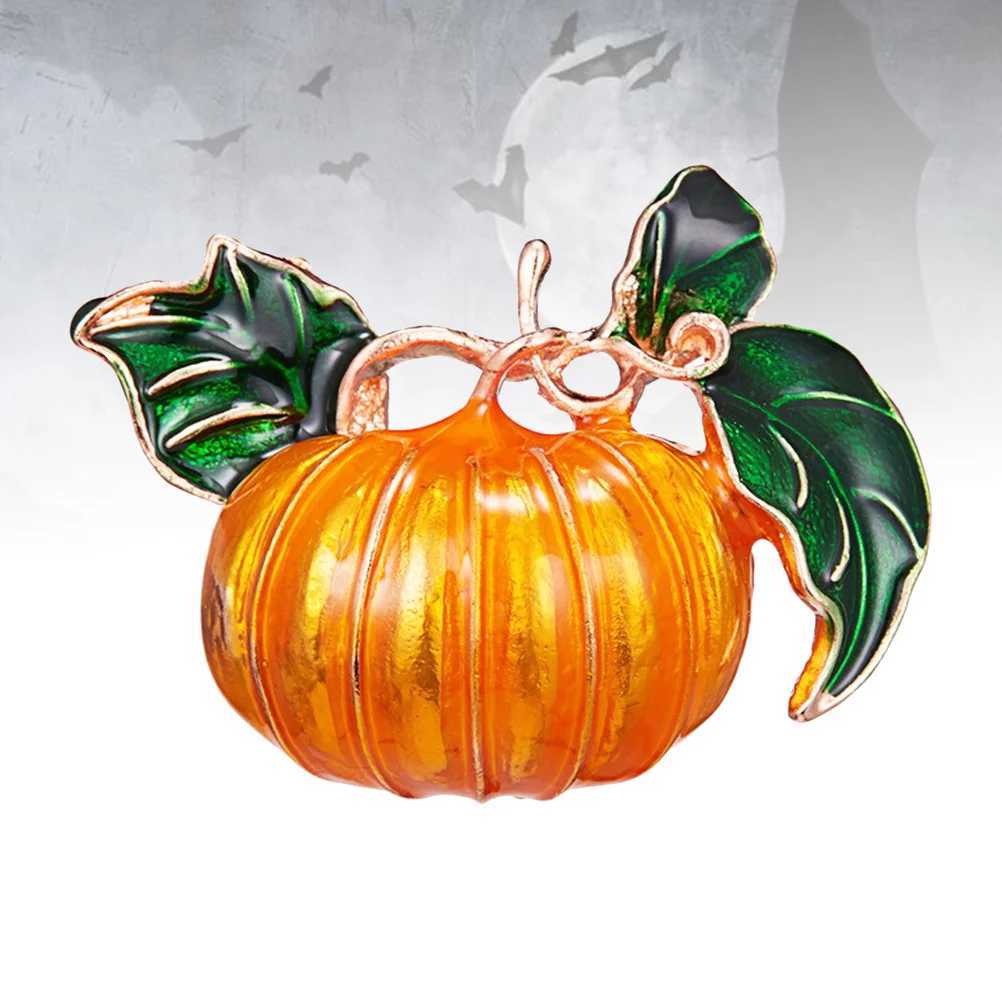 1 piece of Brooch Breastpin alloy pumpkin plant shaped design for Halloween decoration (yellow) W240815