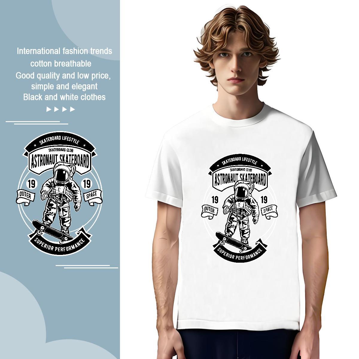 T-Shirts for Men 100% Cotton 230g universe Outdoor Pure Cotton Custom Printed Men Tees 2024 DIY Classic Tshirts