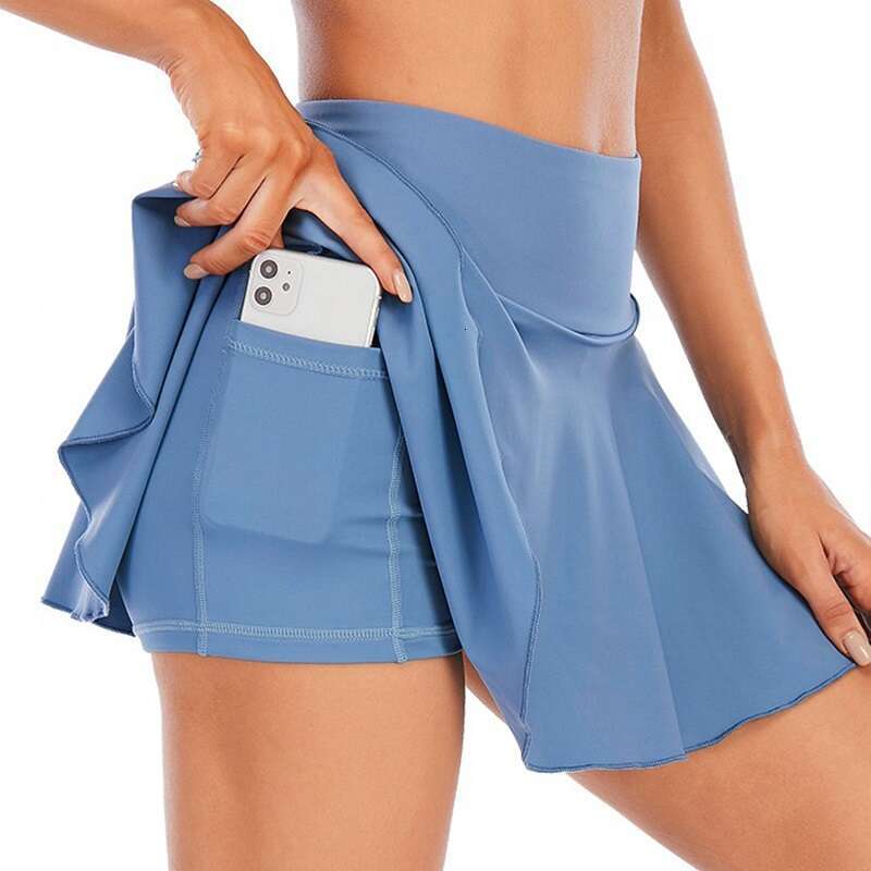 Hide Cloud Pocket Tennis Skirts Women Sports Golf Pleated Skirt Candy Color Fiess Shorts High Waist Quick Dry Running Skort