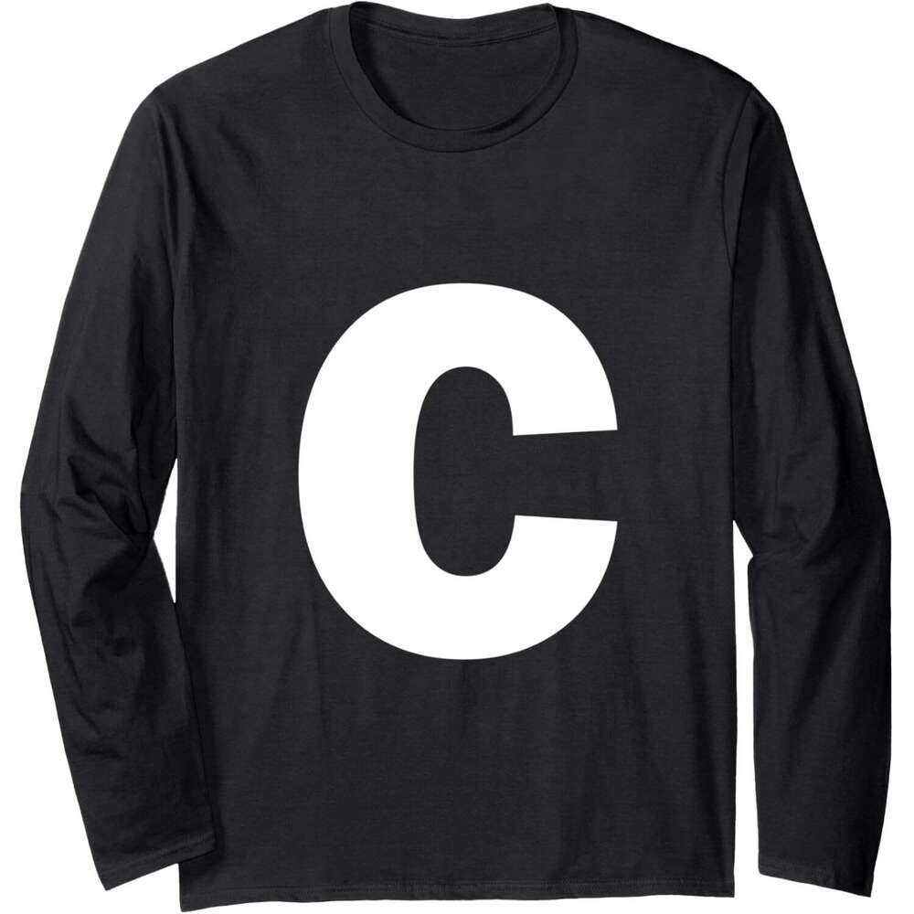 Long Sleeve Shirts for Men sweatshirt Letter C Capital Alphabet Monogram Initial Long Sleeve Tee Streetwear Casual tops clothes Fashionable and minima