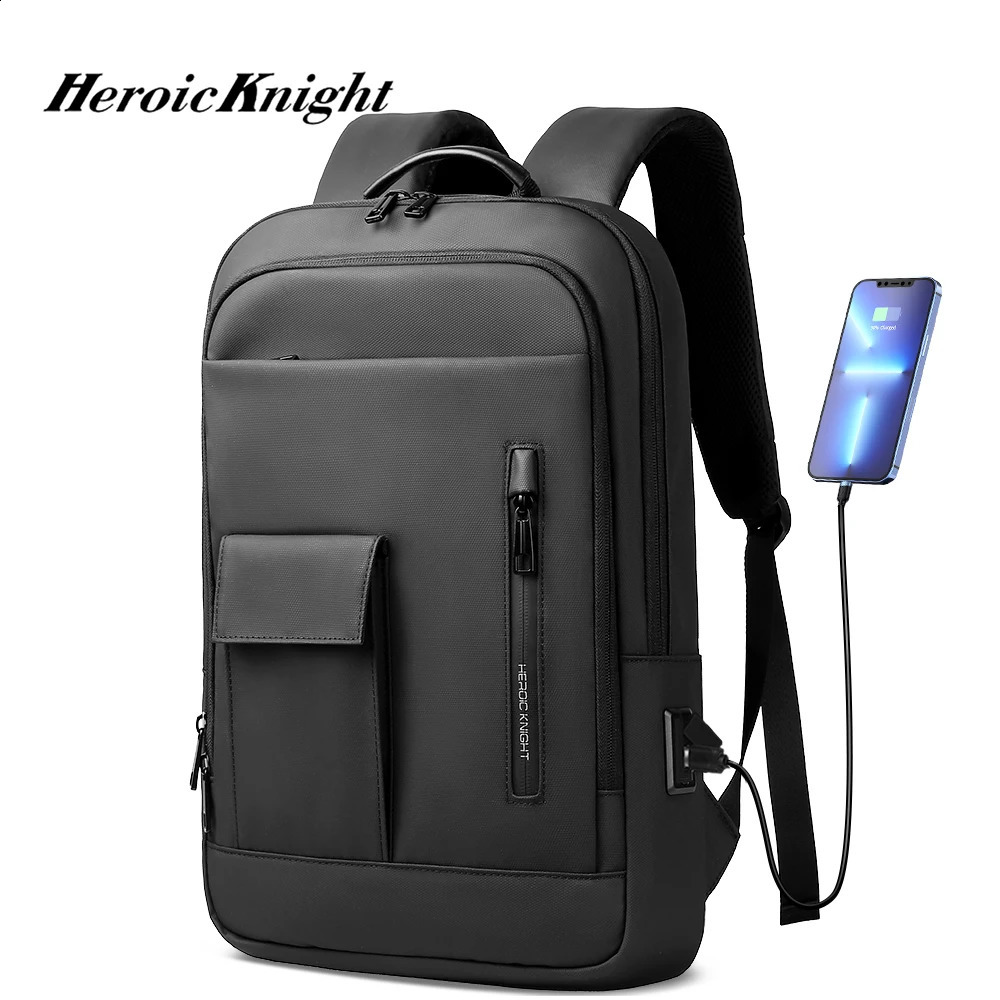 Heroic Knight Trend Backpack Men Multifunction Work Backpack for 15.6 Laptop Waterproof Slim Business Bag College Bag Male 240813
