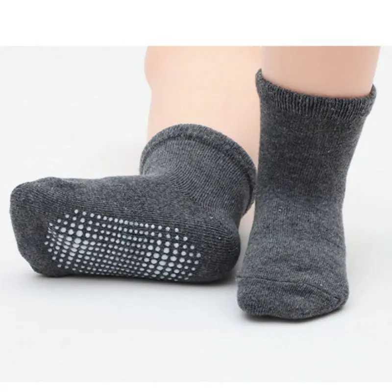 6 pairs/batch of new childrens anti slip socks made of cotton fashionable solid color for children aged 0-7 baby girl boy socks W240814