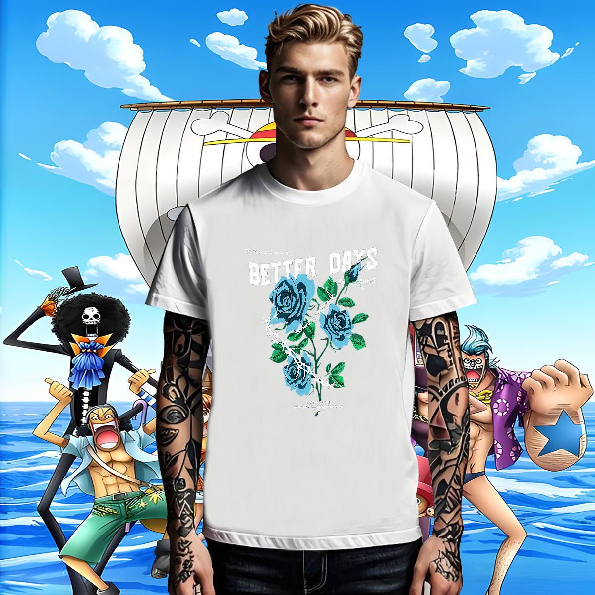 TOP Quality Couples T Shirts Home Outdoor 230g Cotton White Plus Size Breathable Crew Neck ROSE Men T Shirts Free Shipping Tops Shirt
