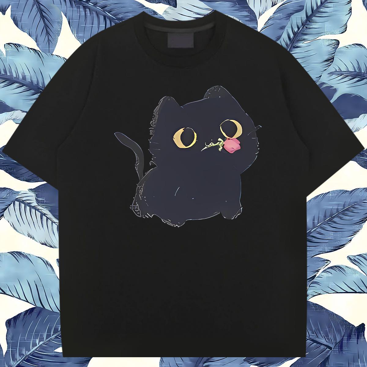 Loose Fit cute T Shirt For Man Summer Casual Men Tops Tees 230g 100% Cotton Casual New Breathable Crew Neck Anime Tees Shirts