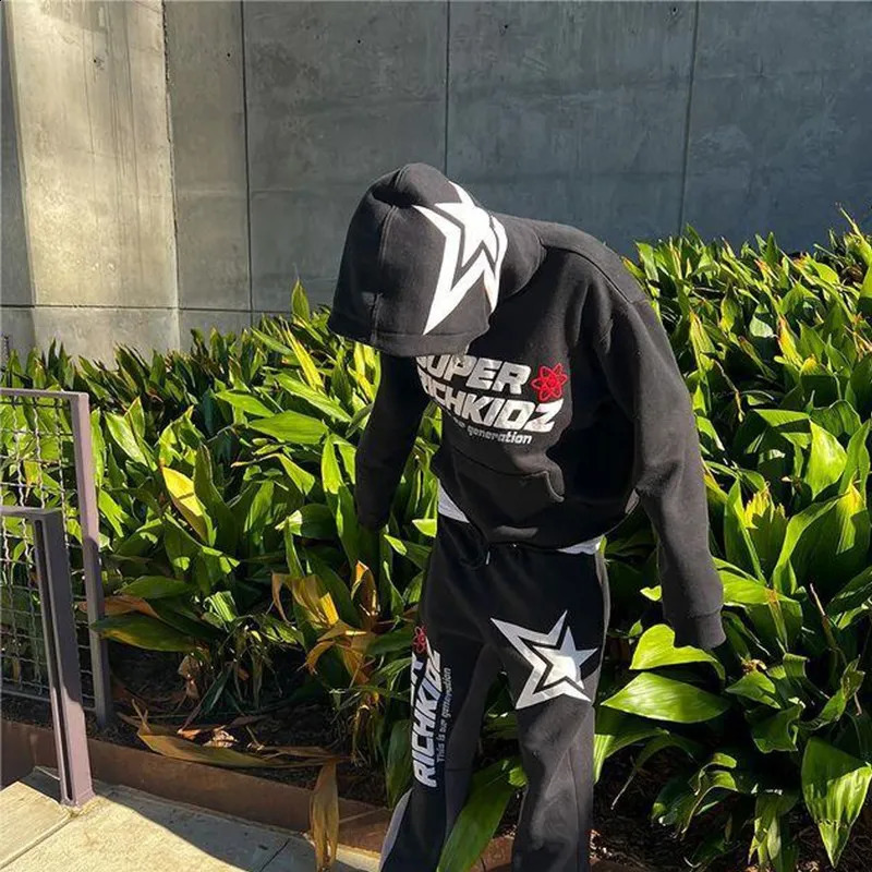 Zip Hoodie Stars Print goth Punk Sweatshirt Mens hoodies Sport Coat Pullover Gothic Long Sleeve Oversized hoodie Y2k jacket emo 240809