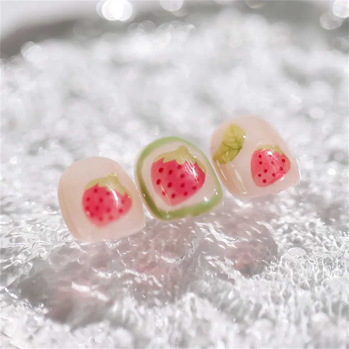 1pcs 5D Kawaii Jelly Strawberry Nail Art Stickers Fashion Cartoon Fruit Nail Transfer Slider Decals DIY Decorations AccessoriesXJ240814