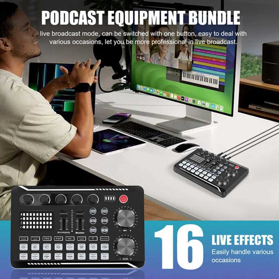 Real time sound card and audio interface with DJ mixing effect and speech converter suitable for streaming/podcasting/gaming B240815