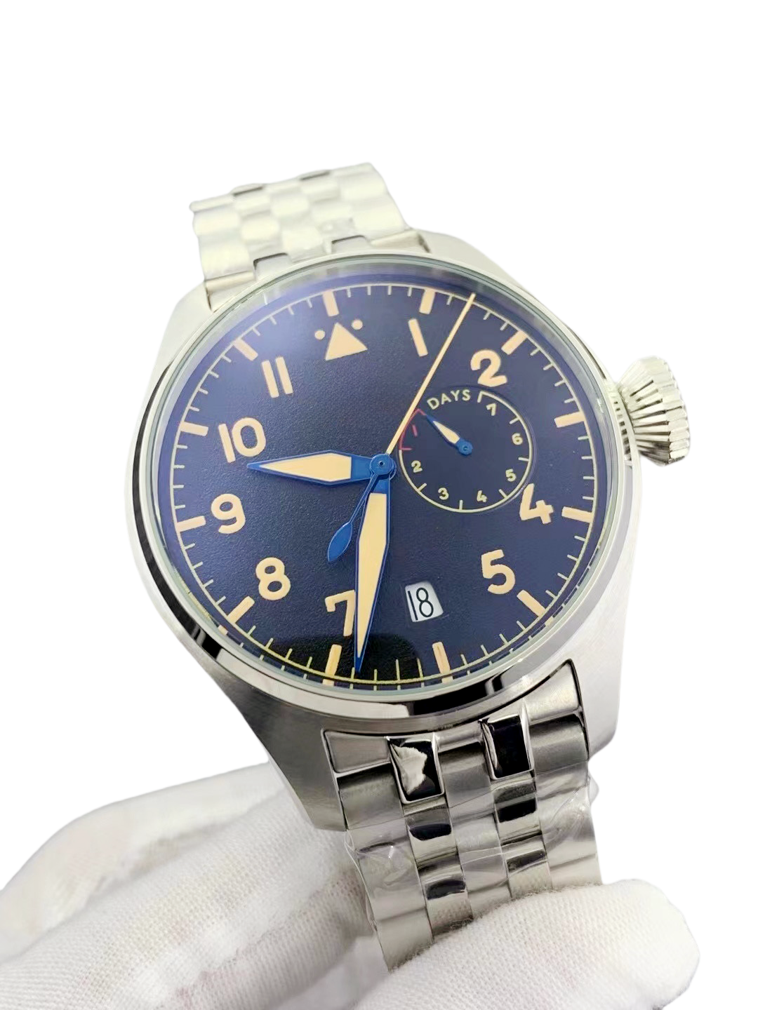 Luxury brand men's pilot sports watch with high-quality automatic mechanical energy truly power reserve sapphire glass 45mm diameter fashionable men's watches AAA