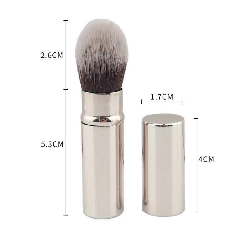 1 small retractable cosmetic brush mini portable facial powder powder blusher highlight brush optical fiber hair metal handle brush W240814