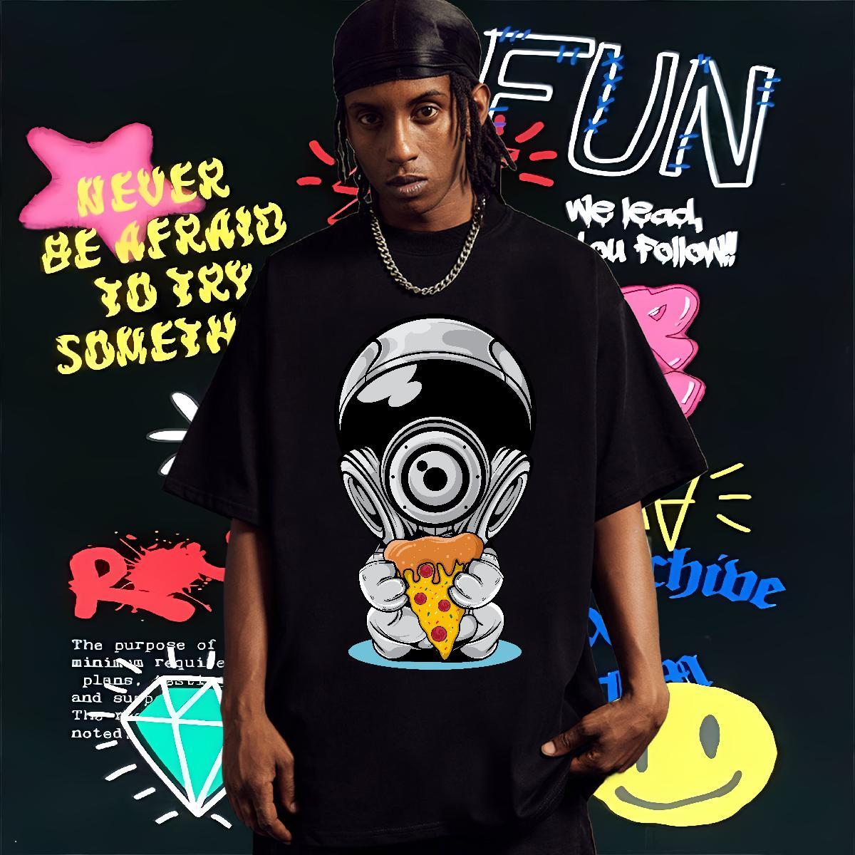 T Shirt For Man 100% Cotton 230g cosmonaut Beach Breathable Short Sleeve DIY Anime Men Tshirts 2024 DIY Designer Top Tees