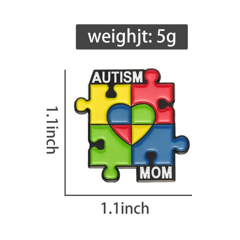 Autistic Mom Enamel Pin Rainbow Puzzle Brooch Collar Badge Autistic Childrens Awareness Jewelry Gift Direct Shipping W240815