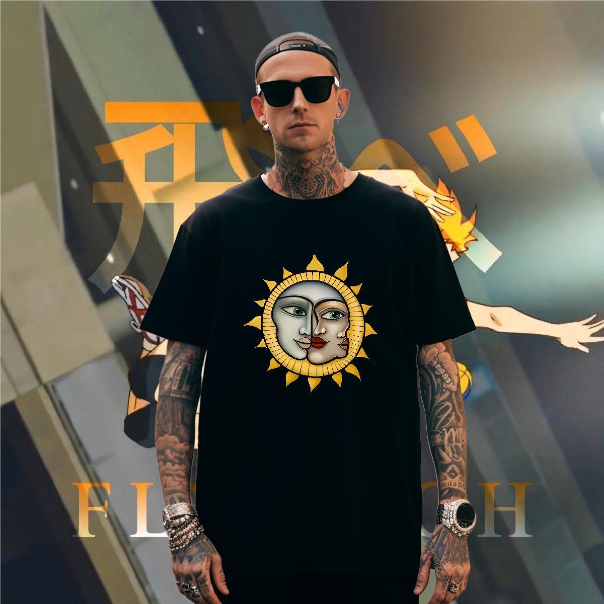 T shirt 230g Cotton portrait Street wear Hip Hop Short Sleeve O-Neck DIY Printed Mens Tshirts Casual New Soft Tee Shirt