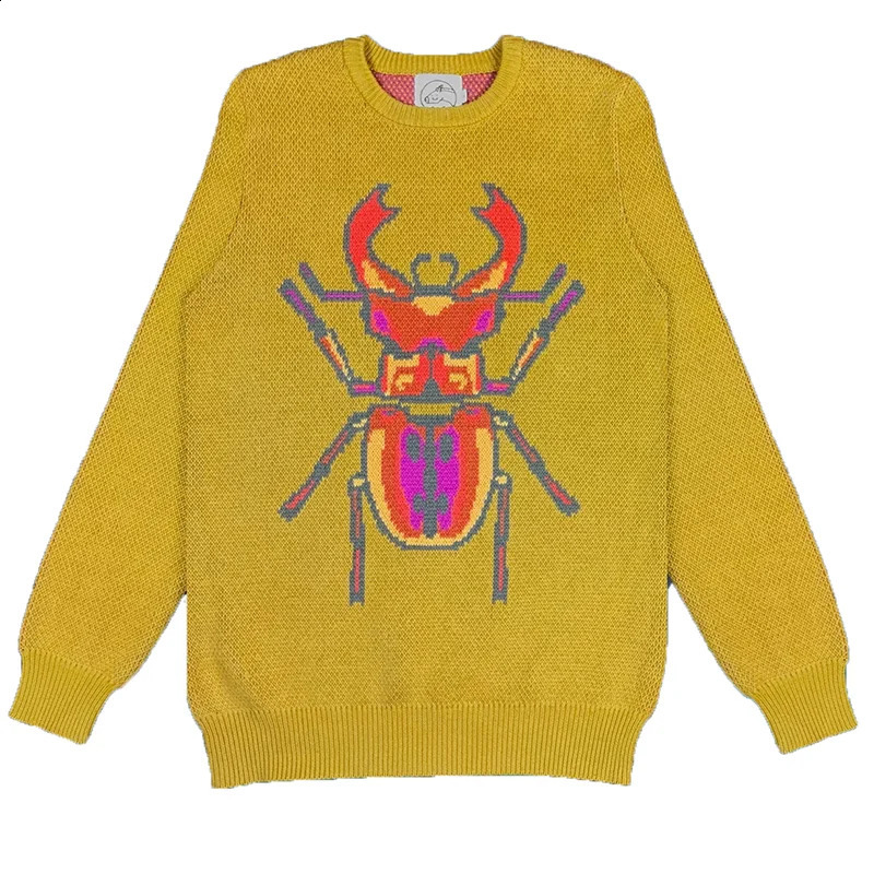 Y2K Womens Clothing Sweatshirt Knitwear Jacquard Cute Animal Top Round Neck Pullover Long Sleeve Streetwear Oversize Clothing 240815