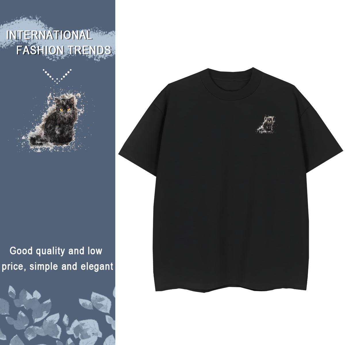 Comfortable cat T-Shirts for Men Outdoor Tshirt for Man Woman 230g Pure Cotton Designer Fashion Crew Neck Breathable Plus Size Cartoon Tops Tees