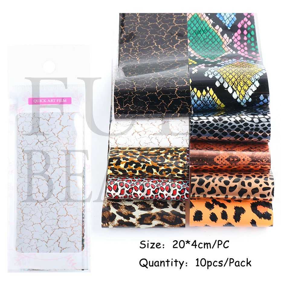 10pcs Leopard Print Nail Foil Sticker Sexy Wild Snake Animal Slider Nail Design Nail Transfer Decals Manicure Decoration LE2023XJ240814