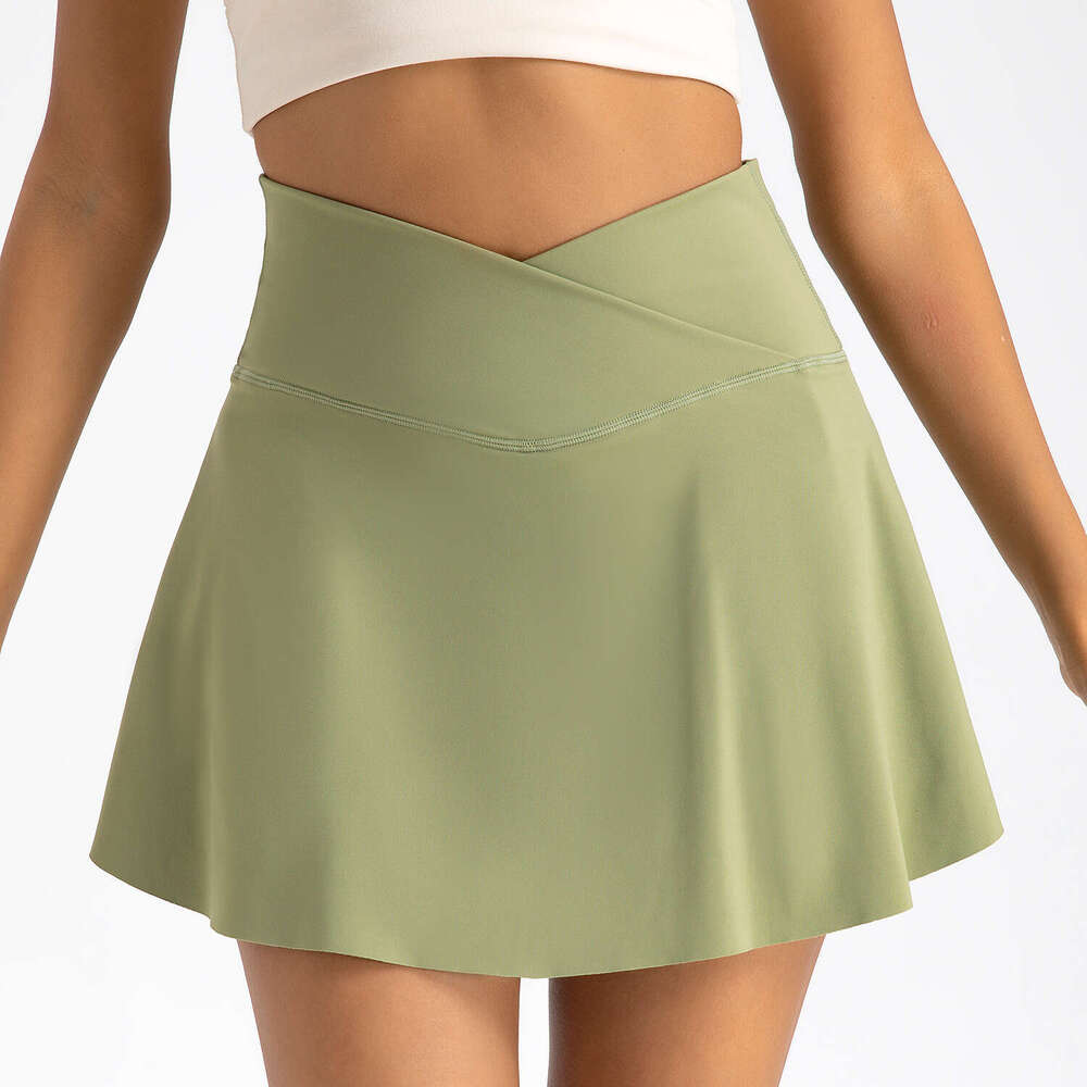Tennis S-2XL Skorts With Pockets High Waist Fake Two Pieces Sport Skirts Fiess Running Shorts Super Stretchy Dress Activewear