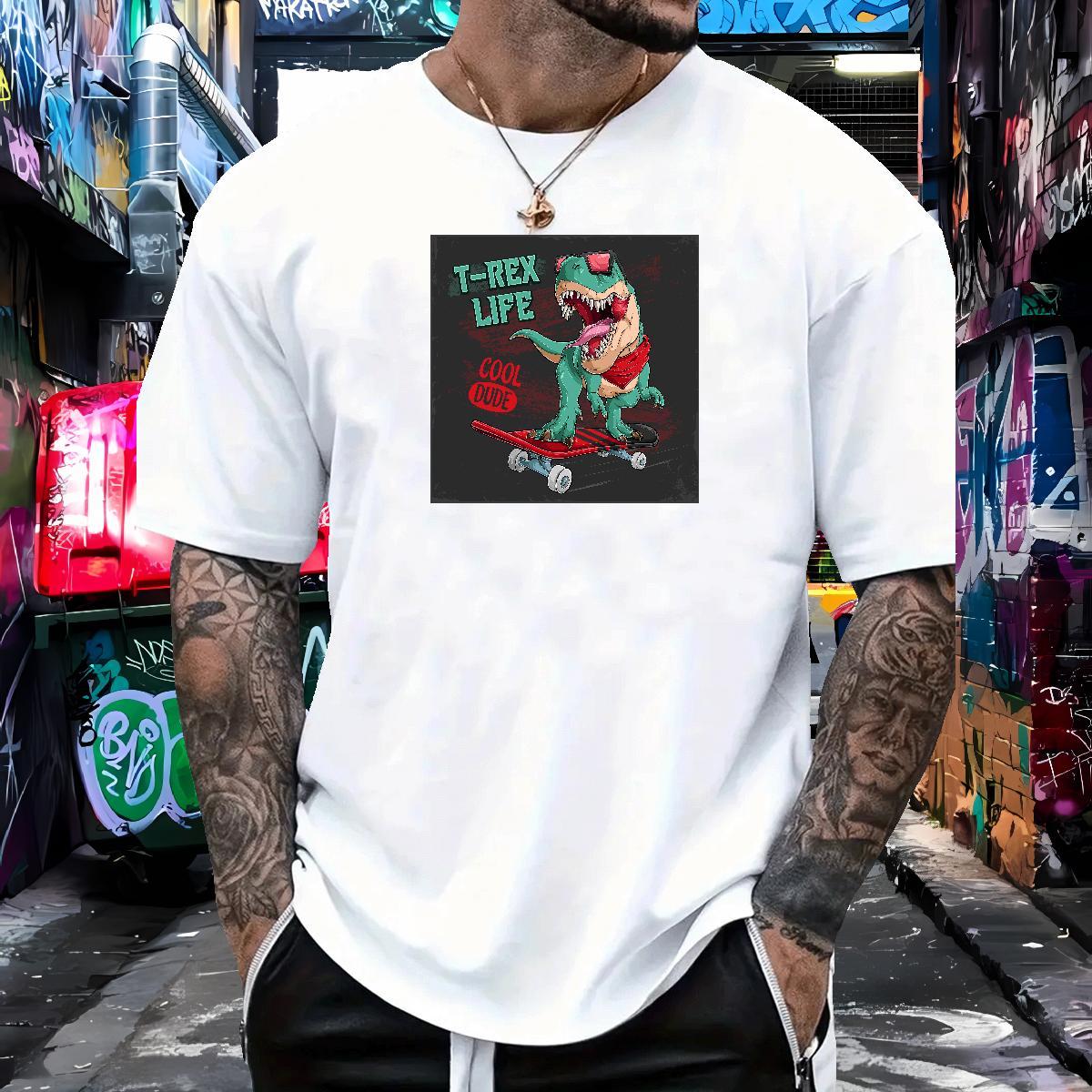 Classic Mens T Shirts dinosaur Pure Cotton Beach Skull 230g Pure Cotton Men Clothes T-Shirt Fashion Design Top Tees