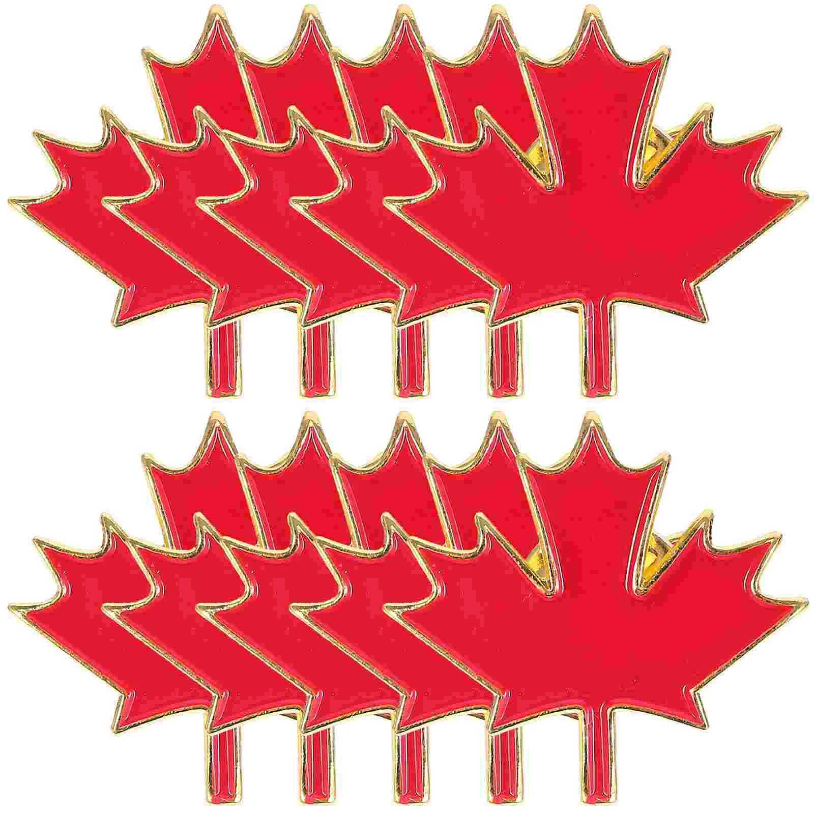 10 pieces of metal brooches for decorating fashionable maple leaf girls and ladies W240815