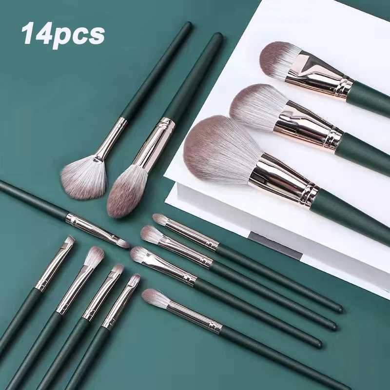 Professional 14Pcs makeup brush set foundation make-up powder blusher mixed with eye shadow lipstick beauty soft bristle makeup brush W240814
