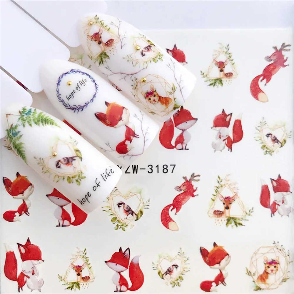 Nail Stickers Owl Maple Leaf Nail Watermark Sticker For Nails DIY Water Transfer Sticker For Manicure Sticker Nails SuppliesXJ240814