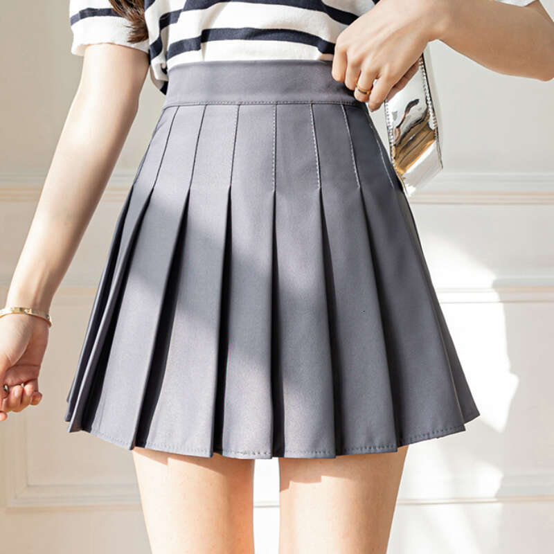 Women Girls High Waisted Pleated Plain A-line Mini Skirt Skater Tennis School Uniform Skirts Lining Shorts s