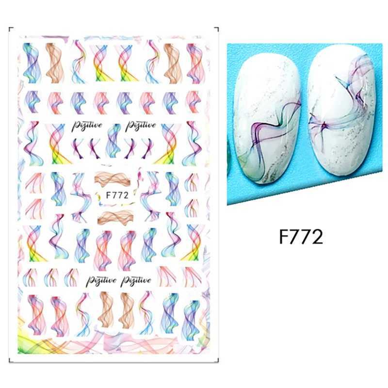1PCS Cartoon Bird Cactus Nail Art Decal Adhesive Sticker Abstract Maple Leaf Ribbon Nail Sticker Nail Art SuppliesXJ240814