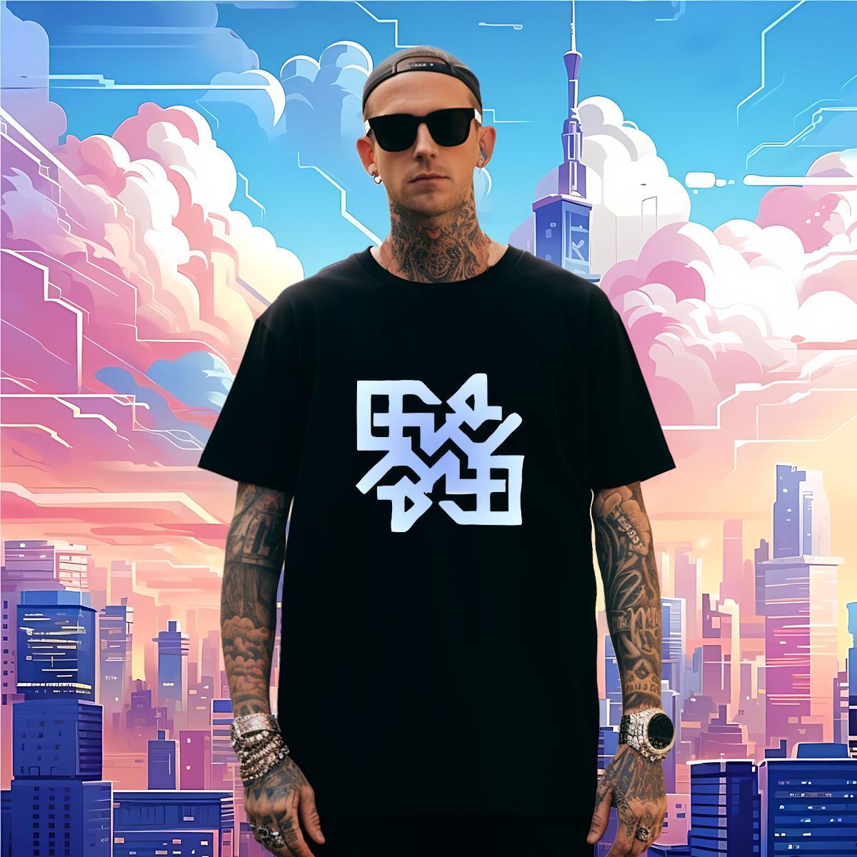 T Shirts Men 100% Cotton 230g blue Street Casual O Neck Short Sleeves Custom Cartoon Tshirt for Man Woman 2024 Summer Designer Tshirts