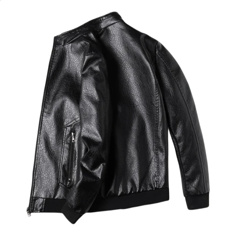 Large Size Mens Simple Leather Coat Leather Biker Jacket 240814