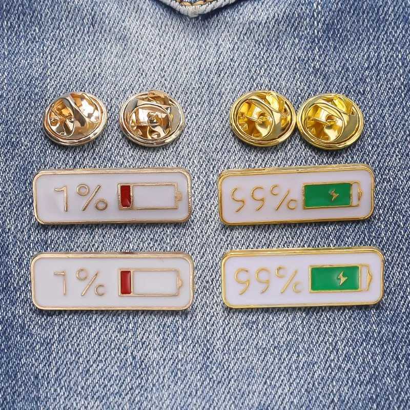 Creative Power Brooches Cute Enamel Classic Square Brooch Brand Interesting Emotion Percentage Medal Fashion Couple Pin Jewelry Lover W240815