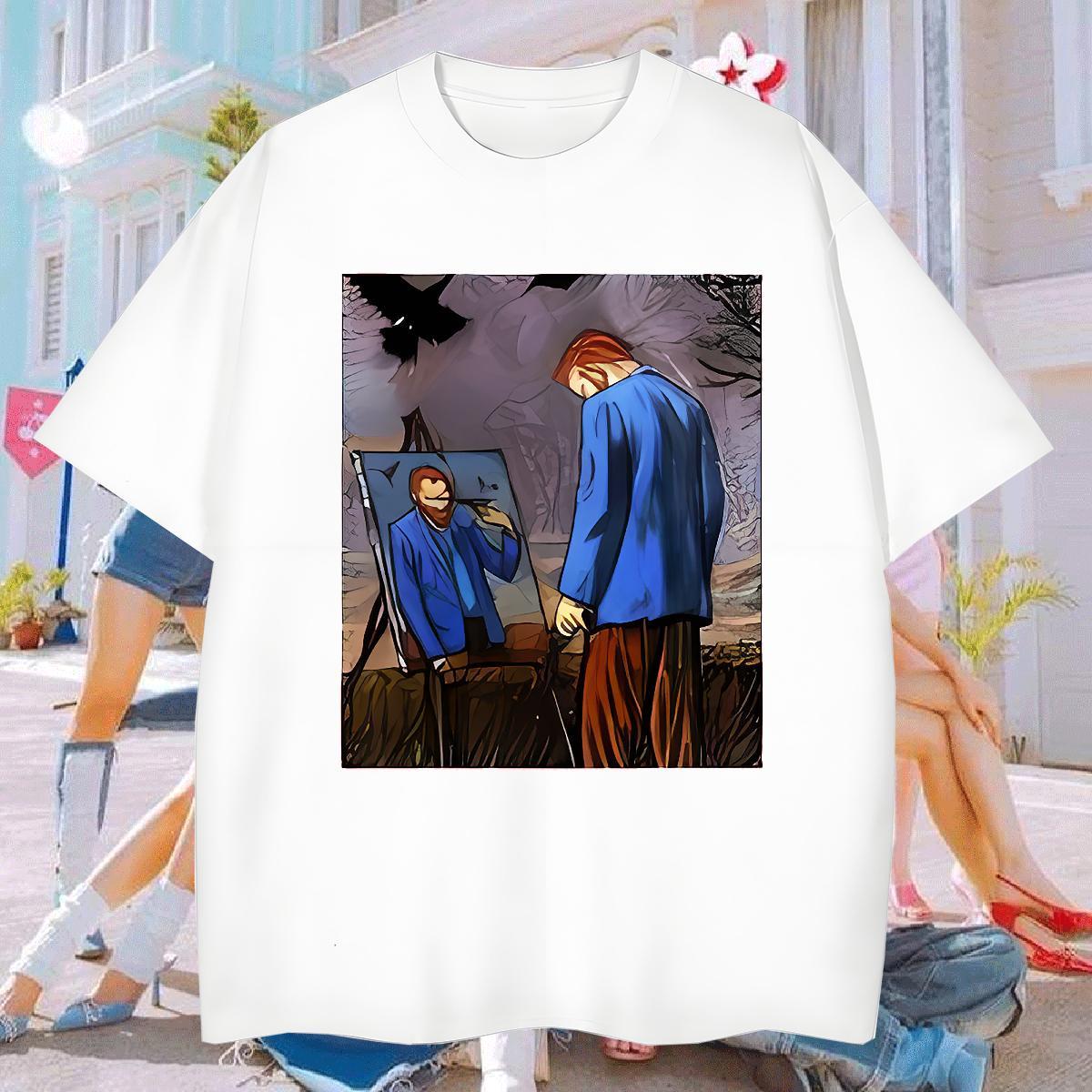 T Shirt For Man 100% Cotton 230g portrait Casual Beach Short Sleeve Soft Customized Men Clothes T-Shirt Classic Casual TOP Quality Top Tees