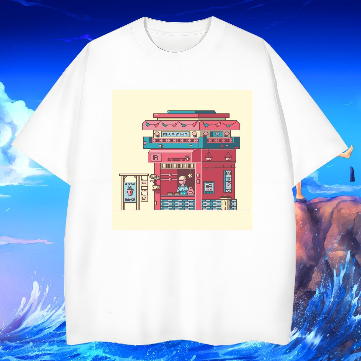 Unisex Tshirts Beach 230g 100% Cotton Custom Cartoon Short Sleeve Soft robot T-Shirts Fashion Design Clothings