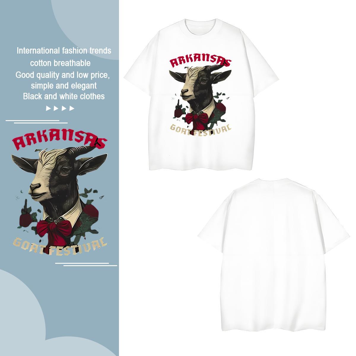 Man T Shirts 230g Pure Cotton sheep Casual Breathable Short Sleeve Cartoon Print Men Tops Tees Fashion Design TOP Quality Clothings