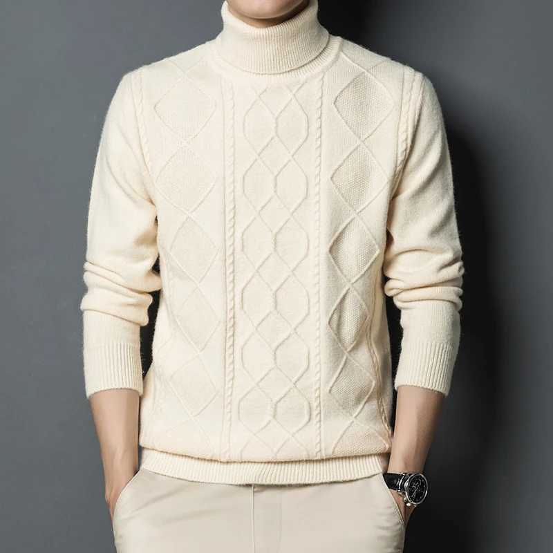 Mens Turtleneck Thicken Warm Classic Casual Vintage Bottom Pullover Knitted Sweater Man Jumper Christmas SweatersXJ240814
