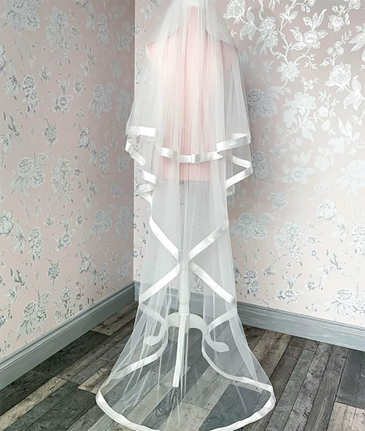 Simple Wedding Veil Unique Two Layer Long Chapel Length Veils Ribbon Edge Custom Made Bridal Accessories High Quality