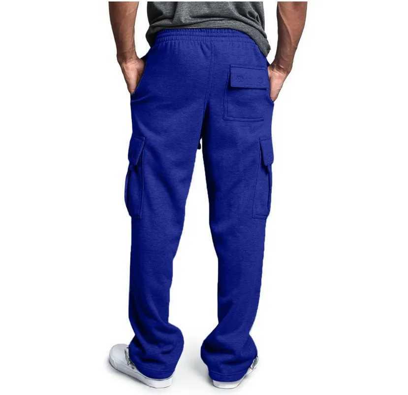 Autumn and Winter Mens Freight Pants Work Pants Stretch Waist Loose Multi Pocket Casual Pants Outdoor Sports Pants S-5XLW240725