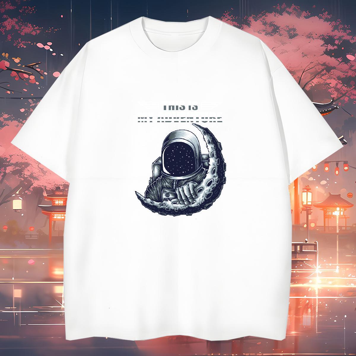 T Shirt For Man 230g 100% Cotton universe Beach Breathable Short Sleeve Floral Print Men Tshirts Customized Brand Top Tees