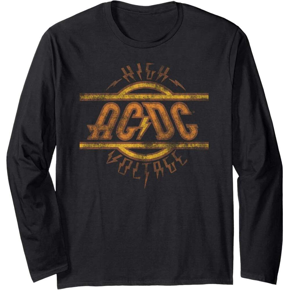 Long Sleeve Shirts For Men Sweatshirt ACDC High Voltage Distressed Rock Music Band Graphic Tee Streetwear Casual Tops Clothes sweatshirts