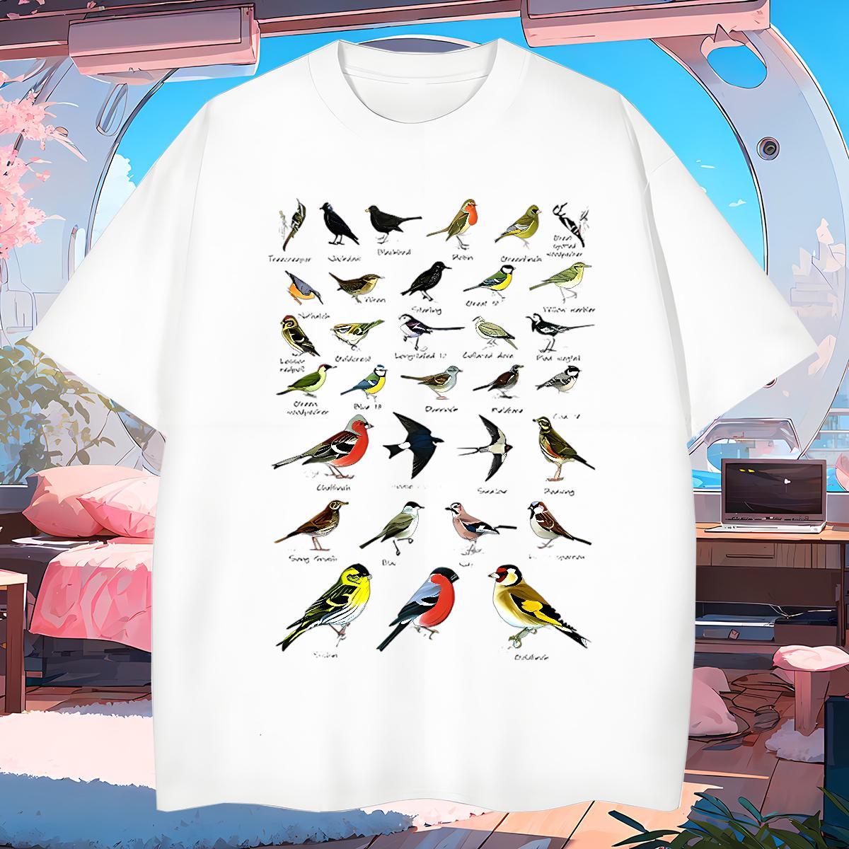 T-Shirts 230g 100% Cotton bird Sport Breathable DIY Anime Men Tshirts Classic Casual Cool Polos